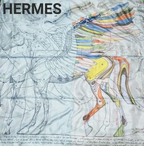 Hermes Shawl Le Pegase 140 cm Silk Scarf Stole - Picture 1 of 9
