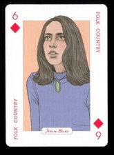 1 x playing card Music FOLK COUNTRY Joan Baez - 6 of Diamonds R027
