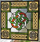 Irish Colors #1  Celtic Knot Design Windshop Stained Glass Panel 15" X 15"