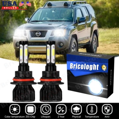 LED Headlight Bulbs Conversion Kit 9007 4-sides High Low Beam Bright White 6500K - Image 1 of 4