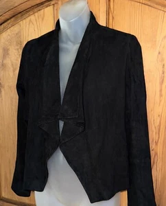 THEORY “Kanya L Galatia” Black Lamb Suede Drape Front Jacket Size P - Picture 1 of 10