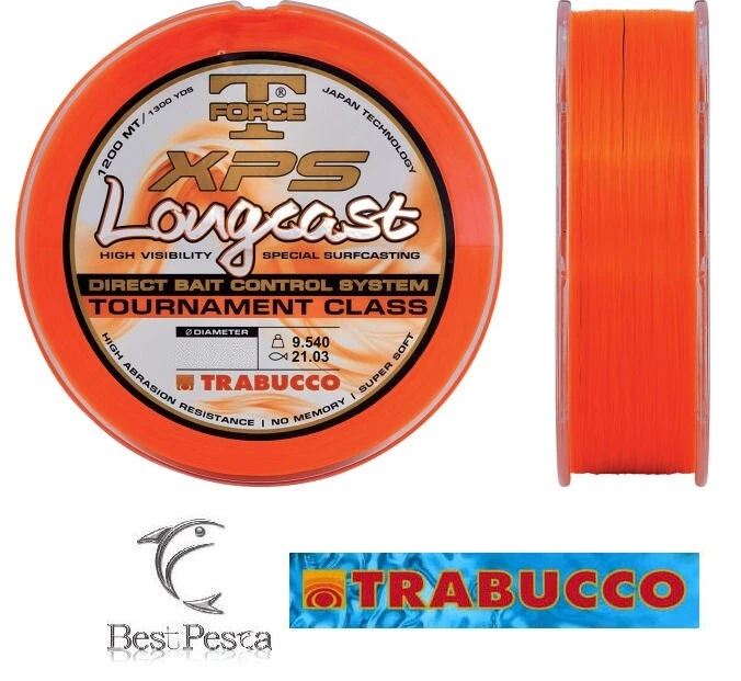3 X FILO PESCA SURFCASTING LONGCAST FLUO 0.307 1200M TRABUCCO 053-49-300