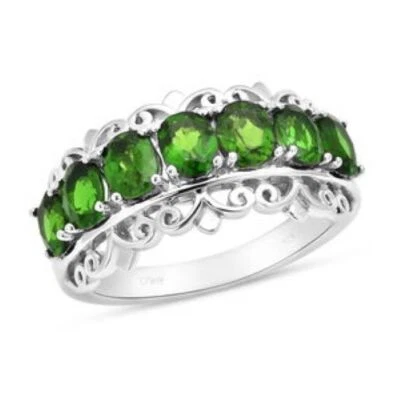 Anillo banda media eternidad diopsido cromado rodio sobre plata de ley 2,75 ctw talla 9 Foto 1 de 4