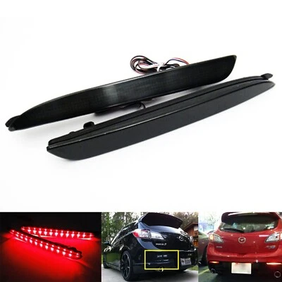 2x Lente de humo LED Reflector de parachoques Luz de freno trasero para Mazda 3 MAZDASPEED3 Foto 1 de 4