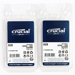 Crucial 16GB (2x8GB)Kit DDR3L 1600MHz SODIMM PC3L-12800 CL11 Laptop Memory RAM