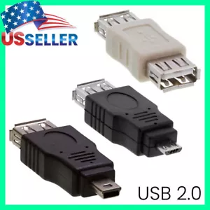 USB Mini oder Micro USB auf USB M/F Adapter oder USB 2.0 F/F Koppler Gender Changer - Bild 1 von 8