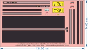 XY GT Ford Falcon - 1/18 1/25 1/32 1/43 1/64 - Water Decal - Picture 1 of 6
