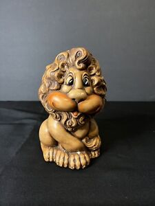 Figurine lion en céramique vintage moule atlantique statue 8 pouces haute statue peinte à la main