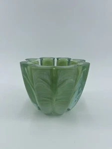 Ökoglas 100% Recyclingglas grün Windlichtschale gewellt mundgeblasen Spanien - Bild 1 von 8