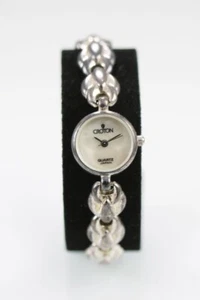 Croton Women Watch Retro Stainless Steel Silver Water Re Battery Pearl Quartz - Picture 1 of 6