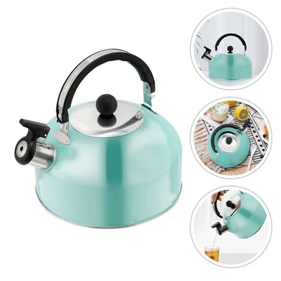  Stainless Steel Whistling Kettle Tea Pot Stovetop Kettles Cool Handle - Image 1 of 4
