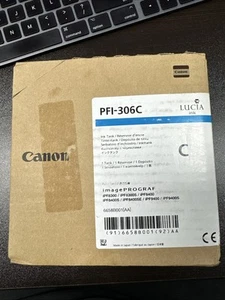 Canon PFI-306C Cyan Pigment Ink Tank Cartridge Genuine OEM 306C 01.2019 - Picture 1 of 2