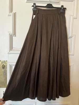 Maxi falda de lino marrón, United Colours of Benetton, talla XS, NUEVA CON ETIQUETAS Foto 1 de 4