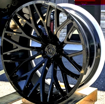 4 NEW 24x12 TIS 566B Wheels -44 offset Black 6x5.5 Chevy GMC 6x139.7 - Imagem 1 de 4