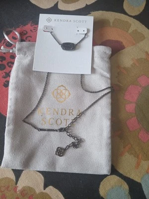 Collar Kendra Scott Elisa Gunmetal Negro Drusy Colgante Foto 1 de 2