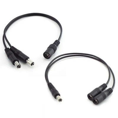 2Way DC Power Splitter Cable Cord Adapter Female  Male CCTV Camera DVR LED strip - Image 1 of 4