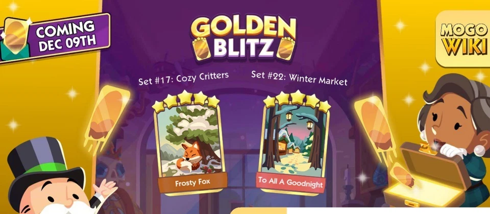 ⚡MONOPLY GO ⚡GOLDEN BLITZ 5⭐ Frosty Fox & TO All A Goodnight RÁPIDO/Barato Foto 1 de 1
