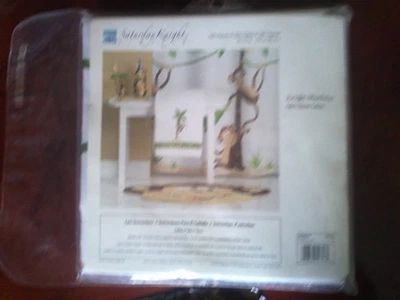 Saturday Knight Ltd Jungle Monkey Fabric Shower Curtain Brown Monkeys Palm trees - Image 1 of 4