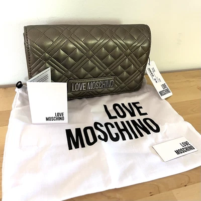 Bolso Bandolera Love Moschino Súper Acolchado Gunmetal Mini Bolso sin asas Nuevo con Etiquetas Regalo de Vacaciones Foto 1 de 4