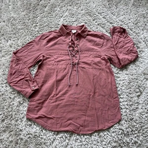K.I.T Linen Collared Top SMALL Pink Coastal Popover Relaxed Beachy Lagenlook - Picture 1 of 7