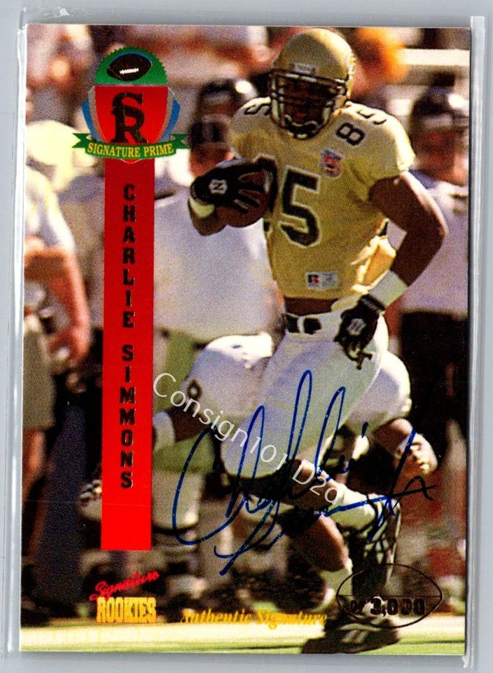 1995 Signature Rookies Signature Prime #38 Charlie Simmons Autographs #/3000 - Image 1 of 2