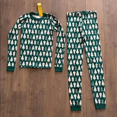 NWT Hanna Andersson Kids Christmas Tree Pajama Set Sz 14 Organic Cotton Holiday - Image 1 of 4