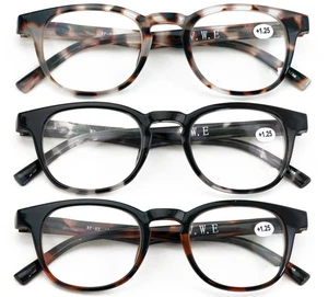 3 Pairs Round Keyhole Reading Glasses for Men & Women – Spring Hinge, Clear Lens - Picture 1 of 10