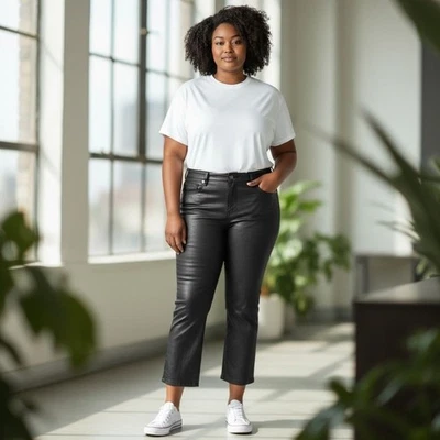 Pantalones de mezclilla ajustados de cintura alta para mujer 7 For All Mankind 33/26 negros minimalistas informales Foto 1 de 4