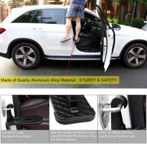Black Folding Car Door Latch Hook Step Foot Pedal Ladder Car Roof Tool Shatter - Picture 1 of 11