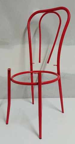 Old Garden Seat Chair Coffee House Chair Metal Frame Steel Red Cover