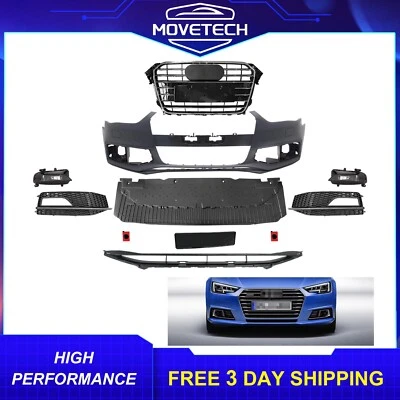 Kit completo de cubierta de parachoques delantero con rejilla para Audi A4/S4/A4 Quattro 2013-2016 Foto 1 de 4