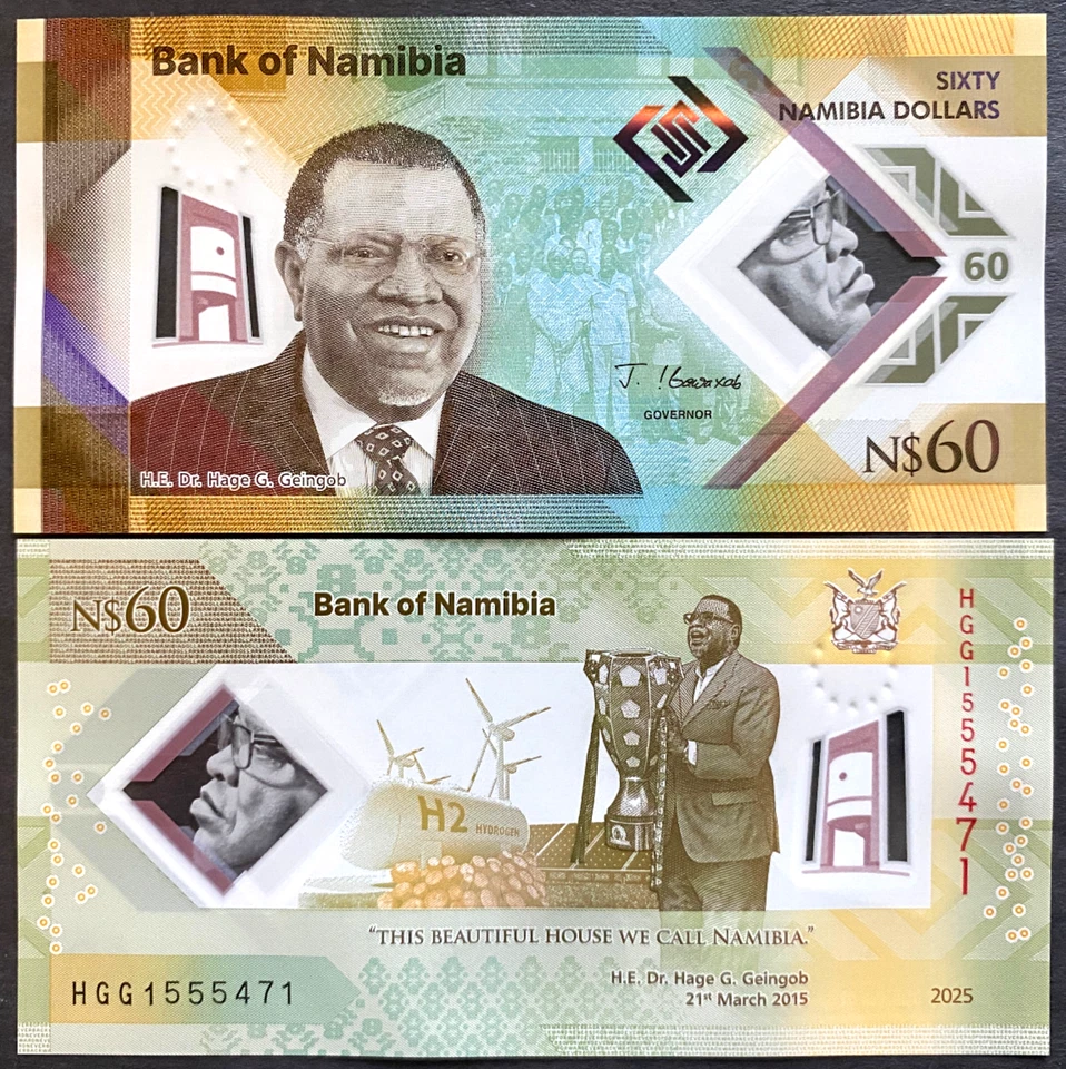 Namibia 60 Dollars 2025 Polymer Commemorative Banknote World Paper Money UNC - Image 1 of 1