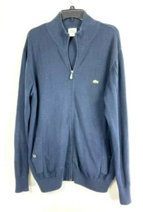 Lacoste Men's Zippered Stand-Up Collar Piqué Fleece Jacket Blue Long Sleeve Sz 6 - Picture 1 of 8