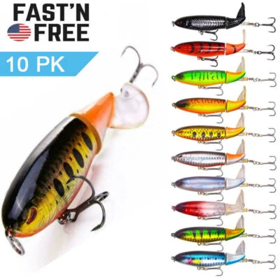 Señuelos de pesca 10ps cebo Whopper Plopper Topwater cola giratoria flotante para lubina Foto 1 de 4