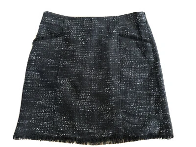 Falda Ann Taylor Loft Mujer 8 Negro/Blanco Tweed Flecos Dobladillo Rodilla Recta N Foto 1 de 4