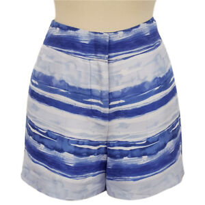 NWT TOMMY BAHAMA 100% Silk Blue White Watercolor Stripe Shorts Womens 6