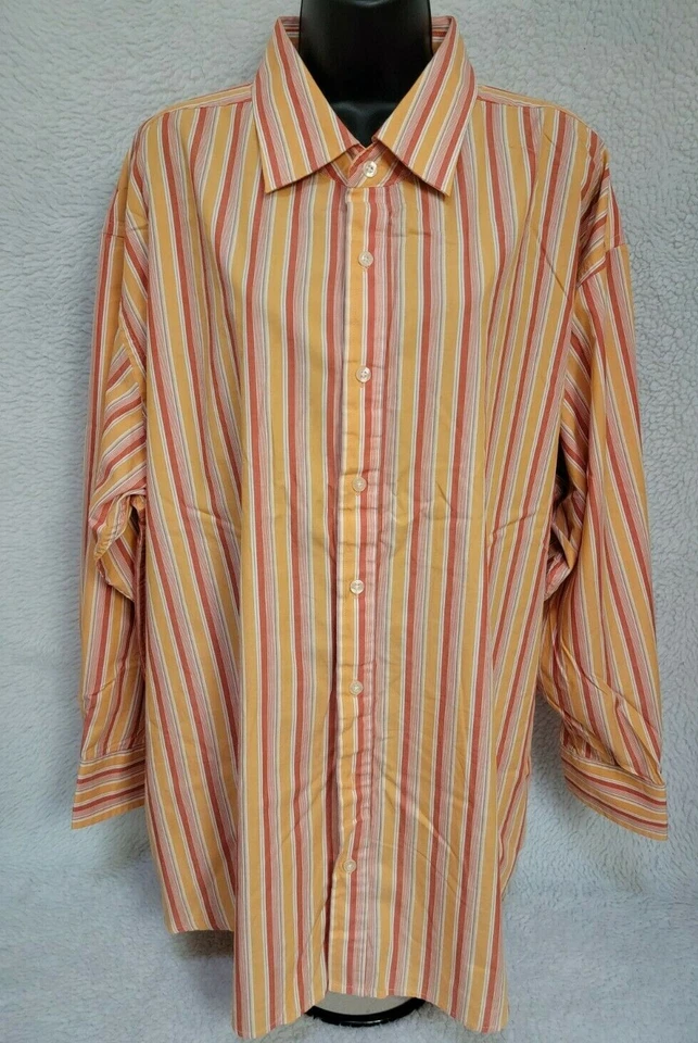 Galaxy Mens Shirt Size 2XL XXL 2X Large Orange White Purple Striped - Image 1 of 4