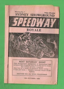 #D472. SYDNEY SPEEDWAY PROGRAM - 19 OCTOBER 1968 - Picture 1 of 2