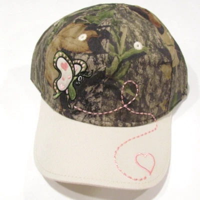 Mossy Oak Toddler Girls Butterfly Pink Heart Youth Ball Cap Hat Camouflage - Image 1 of 4
