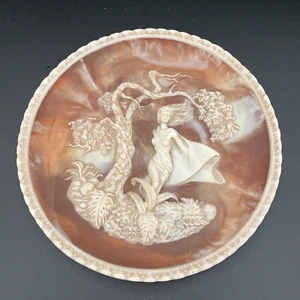 Vintage Incolay Pink Stone Plate 3D Cameo - She Was a Phantom of Delight - Poets - Picture 1 of 6