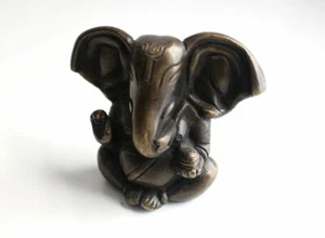 Blessing Ganesha Big Ears Brass Statue 2.8" High ST365 - Picture 1 of 4