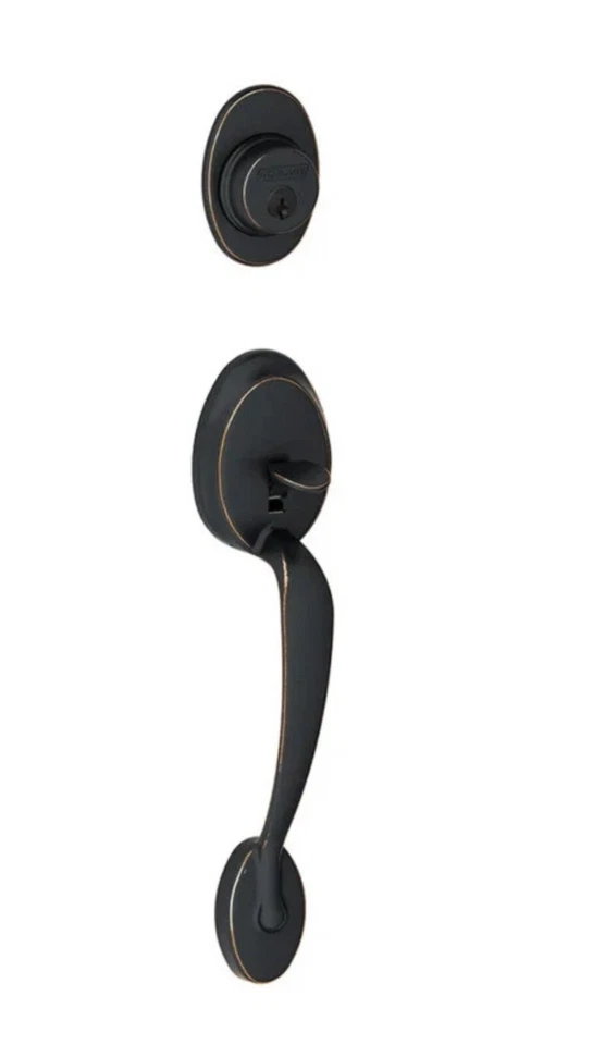 Schlage F58 Ply 622 Plymouth Handleset Exterior Matte Black F58PLY622