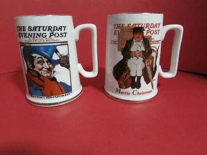 Norman Rockwell Merrie Christmas THE SATURDAY EVENING POST Set 2 Tassen 1986 - Bild 1 von 11
