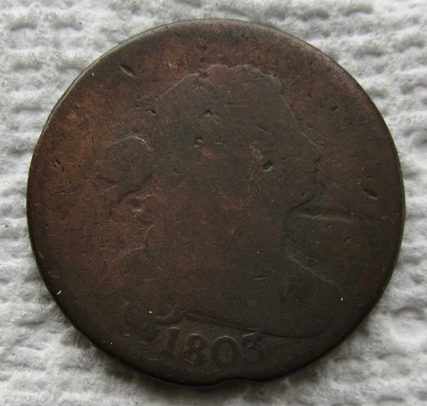 1803 1C BN Draped Bust Large Cent Rare Early Date Type Coin Bold Date G Detail Cover