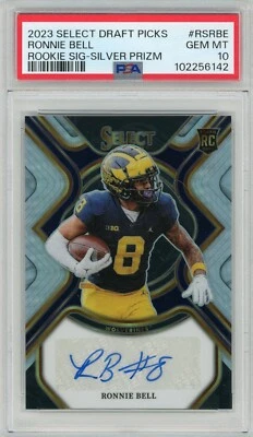 2023 Ronnie Bell Panini Select Draft Picks - RC Signatures SILVER Prizm PSA-10 - Image 1 of 2