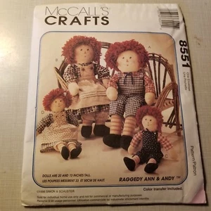McCall's 8551 Schnittmuster 1996 Raggedy Ann Andy 13 20 Zoll ungeschnitten - Bild 1 von 2