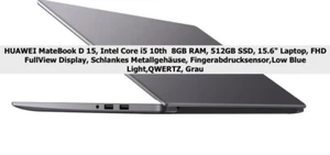 HUAWEI Matebook D15 Notebook - 15,6" - i5-10210 | 8GB-512GB Laptop bob-wah9q - Bild 1 von 22