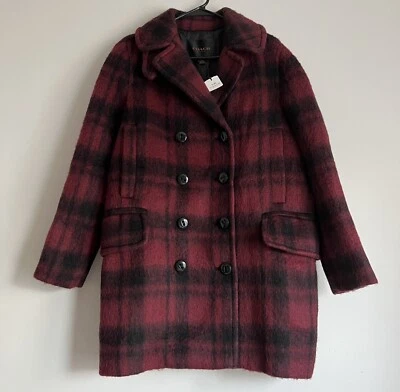 Chaquetón Coach de gran tamaño mezcla de lana a cuadros medio oscuro arándano/negro nuevo con etiquetas $675 Foto 1 de 4