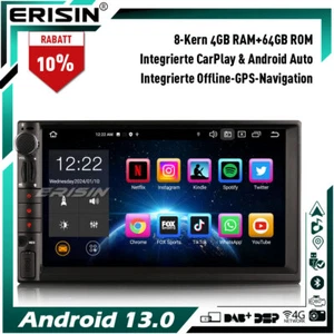 8-Kern DAB+ Android 13 Doppel Din Autoradio GPS Navi WiFi 4G IPS CarPlay DSP SWC - Bild 1 von 21