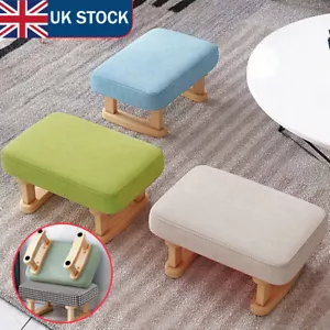 More details for 1pc vintage sofa footstools wooden small padded stool any room